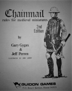 Chainmail: Rules For Medieval Miniatures by Gary Gygax & Jeff Perren. Copyright: Guidon Games.